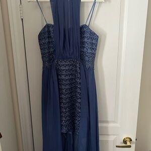 Elegant Blue Lace Evening Dress